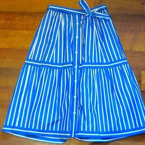 J Crew Striped Button-Down Tie-waist Skirt